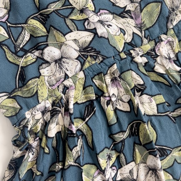 Free People | Forest Green Floral Dress | Mini Size M - Picture 3 of 4